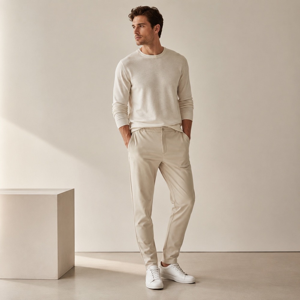 Theory Mens Terrance Performance Ponte Jogger Pants XXL Beige Stretch Luxe